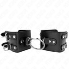 KINK - FESTE HANDGELENKFESSELN MIT RING UND NIETEN VERSTELLBAR SCHWARZ 17-22 CM X 6,5 CM - Vanelion Paradise