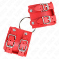 KINK - FESTE HANDGELENKFESSELN MIT RING UND NIETEN VERSTELLBAR ROT 17-22 CM X 6,5 CM - Vanelion Paradise