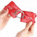 KINK - FESTE HANDGELENKFESSELN MIT RING UND NIETEN VERSTELLBAR ROT 17-22 CM X 6,5 CM - Vanelion Paradise