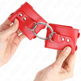 KINK - FESTE HANDGELENKFESSELN MIT RING UND NIETEN VERSTELLBAR ROT 17-22 CM X 6,5 CM - Vanelion Paradise