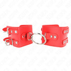 KINK - FESTE HANDGELENKFESSELN MIT RING UND NIETEN VERSTELLBAR ROT 17-22 CM X 6,5 CM - Vanelion Paradise