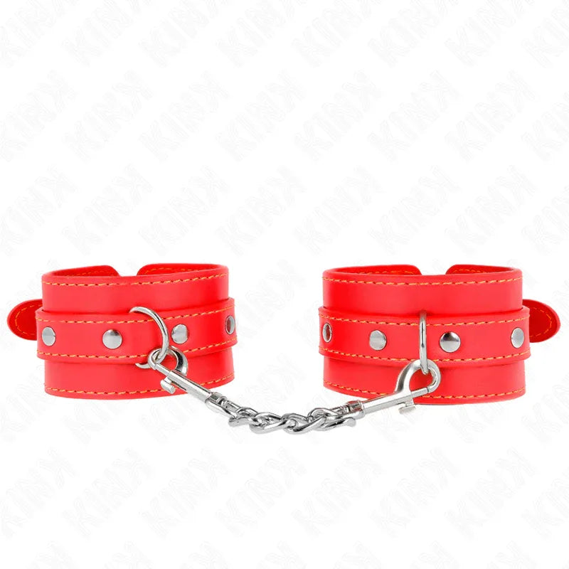 KINK - DÜNNE HANDGELENKSFESSELN ROT VERSTELLBAR 21-33 CM - Vanelion Paradise