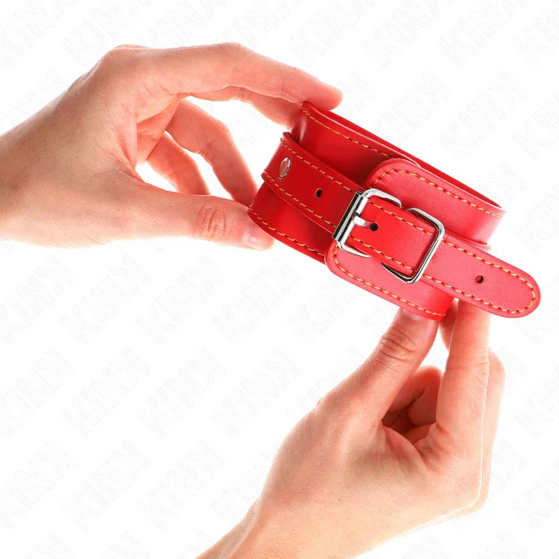 KINK - DÜNNE HANDGELENKSFESSELN ROT VERSTELLBAR 21-33 CM - Vanelion Paradise