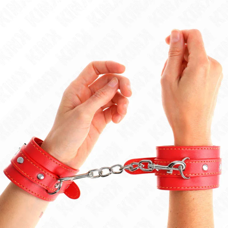 KINK - DÜNNE HANDGELENKSFESSELN ROT VERSTELLBAR 21-33 CM - Vanelion Paradise