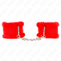 KINK - PELZGEFÜTTERTE HANDGELENKFESSELN ROT VERSTELLBAR 17-31 CM X 7 CM - Vanelion Paradise