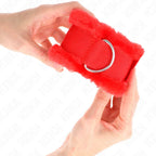 KINK - PELZGEFÜTTERTE HANDGELENKFESSELN ROT VERSTELLBAR 17-31 CM X 7 CM - Vanelion Paradise