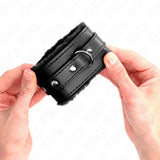 KINK - PREMIUM PELZGEFÜTTERTE HANDGELENKFESSELN SCHWARZ MIT SCHWARZEM GÜRTEL VERSTELLBAR 17-29 CM X 6 CM - Vanelion Paradise