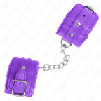 KINK - PREMIUM PELZGEFÜTTERTE HANDGELENKFESSELN LILA MIT LILA GÜRTEL VERSTELLBAR 17-29 CM X 6 CM - Vanelion Paradise