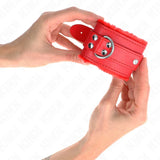 KINK - PELZGEFÜTTERTE HANDGELENKFESSELN ROT MIT ROTEM GÜRTEL VERSTELLBAR 17-29 CM X 6 CM - Vanelion Paradise