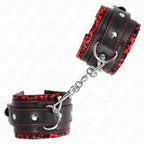 KINK - PELZGEFÜTTERTE HANDGELENKFESSELN ROT/SCHWARZ VERSTELLBAR 17-29 CM X 6 CM - Vanelion Paradise