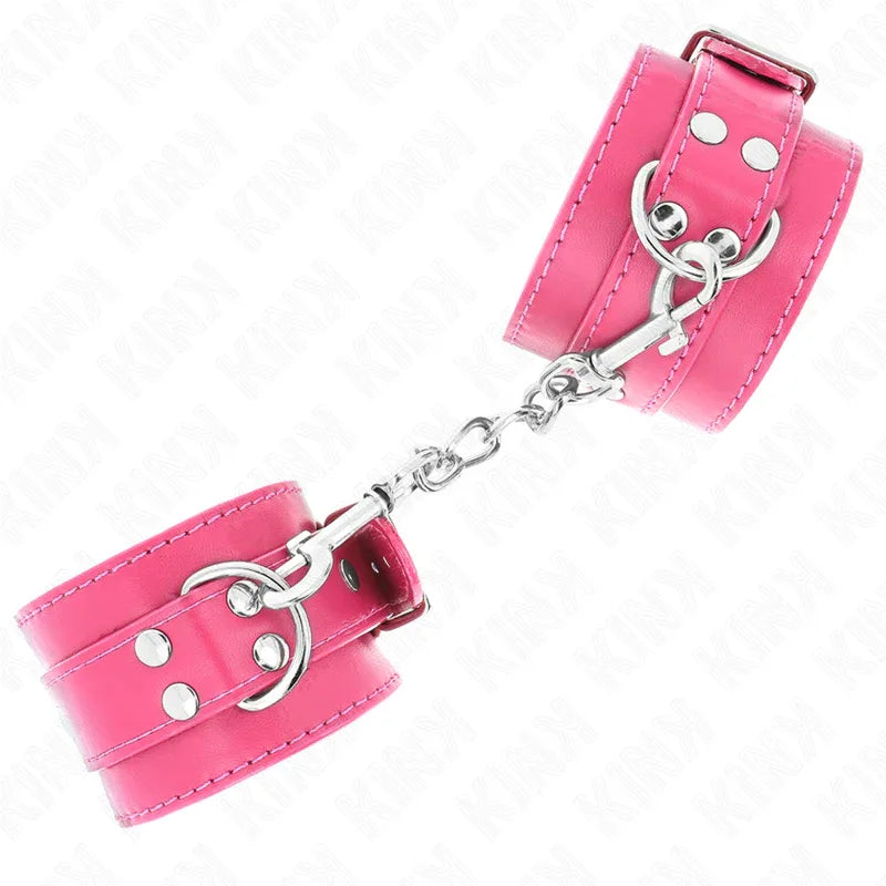 KINK - HANDGELENKFESSELN RASPBERRY ROSE MIT RASPBERRY ROSE FUTTER VERSTELLBAR 20-28 CM X 5,5 CM - Vanelion Paradise