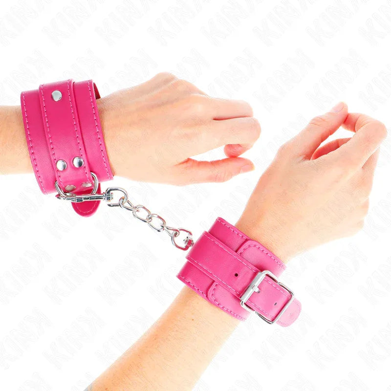KINK - HANDGELENKFESSELN RASPBERRY ROSE MIT RASPBERRY ROSE FUTTER VERSTELLBAR 20-28 CM X 5,5 CM - Vanelion Paradise