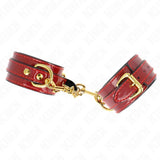 KINK - JOANNA ANGEL HANDGELENKMANSCHETTEN ROT VERSTELLBAR MIT GOLDKETTE 16,5-26 CM X 4 CM - Vanelion Paradise