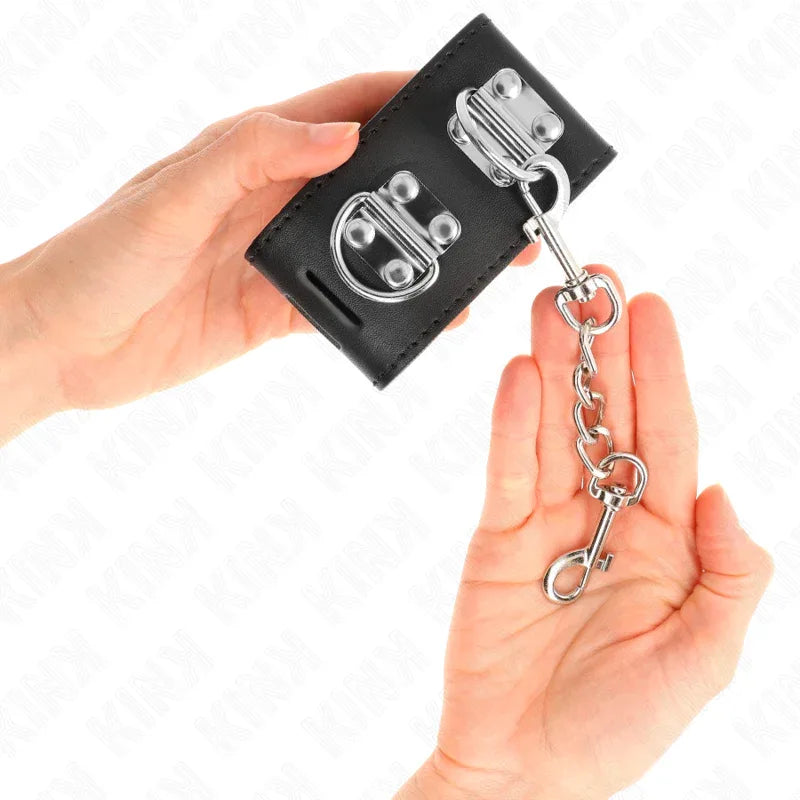 KINK - MULTIPOSITION HANDGELENKFESSELN MIT VORHÄNGESCHLOSS VERSCHLUSS SCHWARZ VERSTELLBAR 16-23 CM X 5,5 CM - Vanelion Paradise