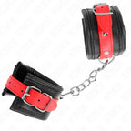 KINK - HANDGELENKFESSELN SCHWARZ MIT ROTEM GÜRTEL VERSTELLBAR 17-28 CM X 6 CM - Vanelion Paradise