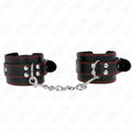 KINK - HANDGELENKFESSELN SCHWARZ MIT ROTEM FUTTER VERSTELLBAR 20-28 CM X 5,5 CM - Vanelion Paradise