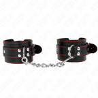 KINK - HANDGELENKFESSELN SCHWARZ MIT ROTEM FUTTER VERSTELLBAR 20-28 CM X 5,5 CM - Vanelion Paradise