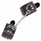 KINK - HANDGELENKFESSELN SCHWARZ MIT ROTEM FUTTER VERSTELLBAR 20-28 CM X 5,5 CM - Vanelion Paradise