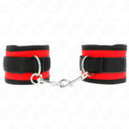 KINK - NYLON BIND-HANDHANDFESSELN MIT KLETTVERSCHLUSS ROT-SCHWARZ MODELL 2 VERSTELLBAR 18-35 CM X 6 CM - Vanelion Paradise