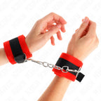 KINK - BEGINNER PELZHANDMANSCHETTEN SCHWARZ-ROT 30 X 7 CM - Vanelion Paradise