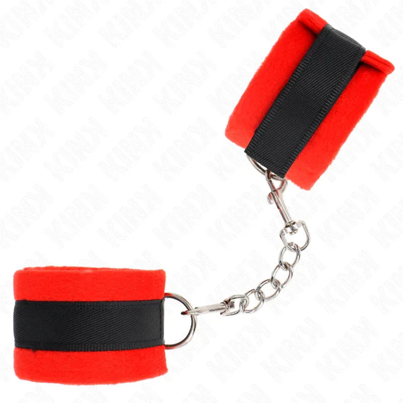 KINK - BEGINNER PELZHANDMANSCHETTEN SCHWARZ-ROT 30 X 7 CM - Vanelion Paradise
