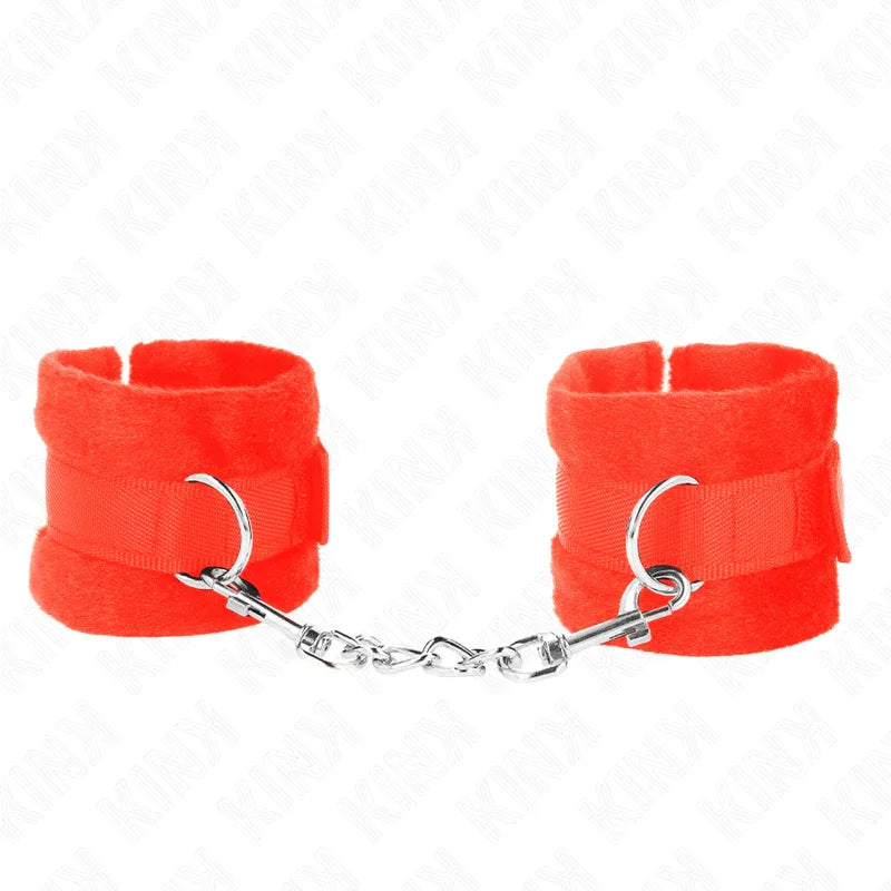 KINK - BEGINNER PELZHANDMANSCHETTEN ROT 30 X 7 CM - Vanelion Paradise