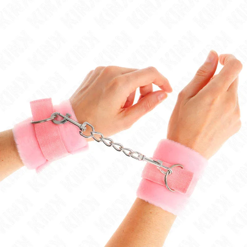 KINK - BEGINNER PELZHANDMANSCHETTEN ROSA 30 X 7 CM - Vanelion Paradise