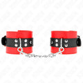 KINK - HANDGELENKFESSELN ROT MIT SCHWARZEM GÜRTEL VERSTELLBAR 17-28 CM X 6 CM - Vanelion Paradise