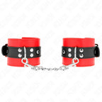 KINK - HANDGELENKFESSELN ROT MIT SCHWARZEM GÜRTEL VERSTELLBAR 17-28 CM X 6 CM - Vanelion Paradise