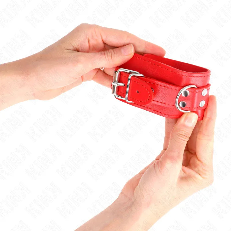 KINK - EINFACHE HANDGELENKSFESSELN ROT VERSTELLBAR 20-23 CM X 5,5 CM - Vanelion Paradise