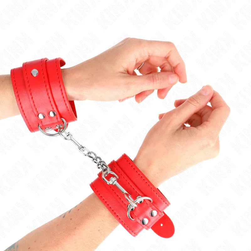 KINK - EINFACHE HANDGELENKSFESSELN ROT VERSTELLBAR 20-23 CM X 5,5 CM - Vanelion Paradise