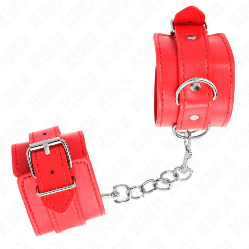 KINK - EINFACHE HANDGELENKSFESSELN ROT VERSTELLBAR 20-23 CM X 5,5 CM - Vanelion Paradise