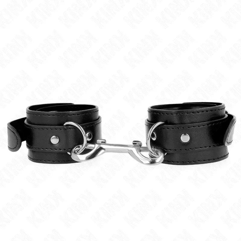 KINK - HANDGELENKFESSELN - EINZELNE NIETENREIHE SCHWARZ VERSTELLBAR 17-28 CM X 5 CM - Vanelion Paradise