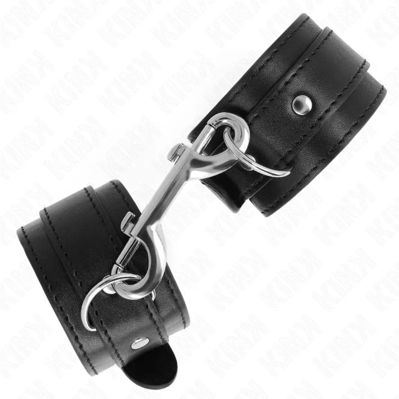 KINK - HANDGELENKFESSELN - EINZELNE NIETENREIHE SCHWARZ VERSTELLBAR 17-28 CM X 5 CM - Vanelion Paradise