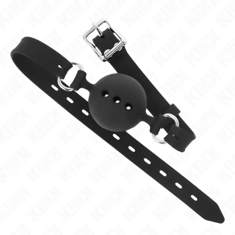 KINK - VOLLSILIKON-KLAPPEN 55 x 2 CM MIT 4,5 CM KUGEL GRÖSSE M SCHWARZ VERSTELLBAR 35-51 CM - Vanelion Paradise