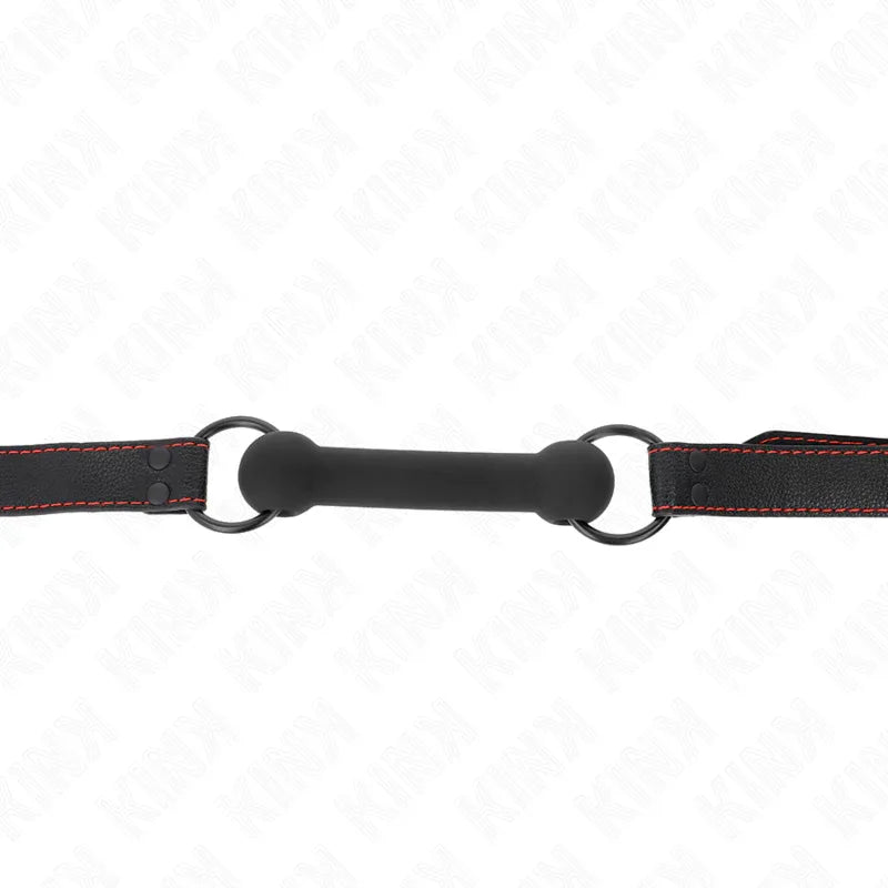 KINK - KNOCHENGAG MIT KUNSTLEDERGURT SCHWARZ VERSTELLBAR 41-57 CM - Vanelion Paradise