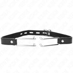 KINK - METALLHAKENKNEBEL 11,5 CM MIT KUNSTLEDERBAND VERSTELLBAR 39-58 CM X 2 CM - Vanelion Paradise
