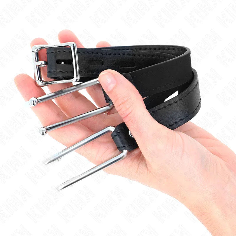 KINK - METALLHAKENKNEBEL 11,5 CM MIT KUNSTLEDERBAND VERSTELLBAR 39-58 CM X 2 CM - Vanelion Paradise