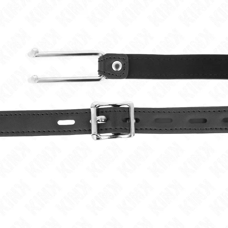 KINK - METALLHAKENKNEBEL 11,5 CM MIT KUNSTLEDERBAND VERSTELLBAR 39-58 CM X 2 CM - Vanelion Paradise