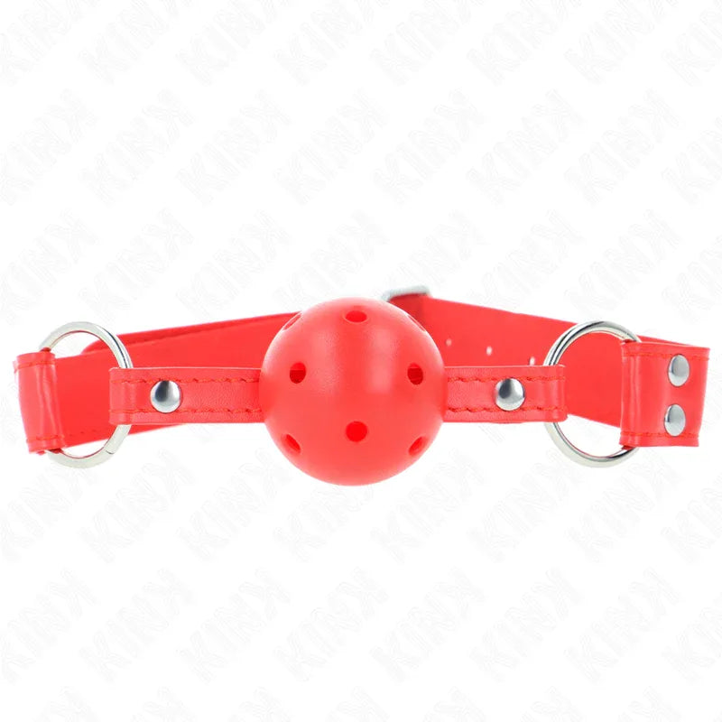 KINK - KOMPLETTER ROTER HOHLBALLKNEBEL 62 x 2 CM - Vanelion Paradise