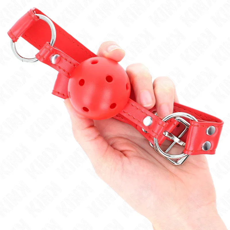 KINK - KOMPLETTER ROTER HOHLBALLKNEBEL 62 x 2 CM - Vanelion Paradise