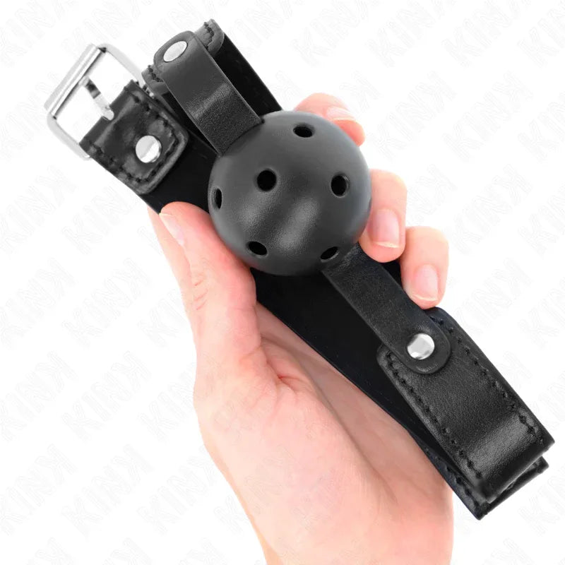 KINK - SCHWARZER ATMUNGSAKTIVER BALL 4,5 CM Knebel 65 x 2,5 CM - Vanelion Paradise