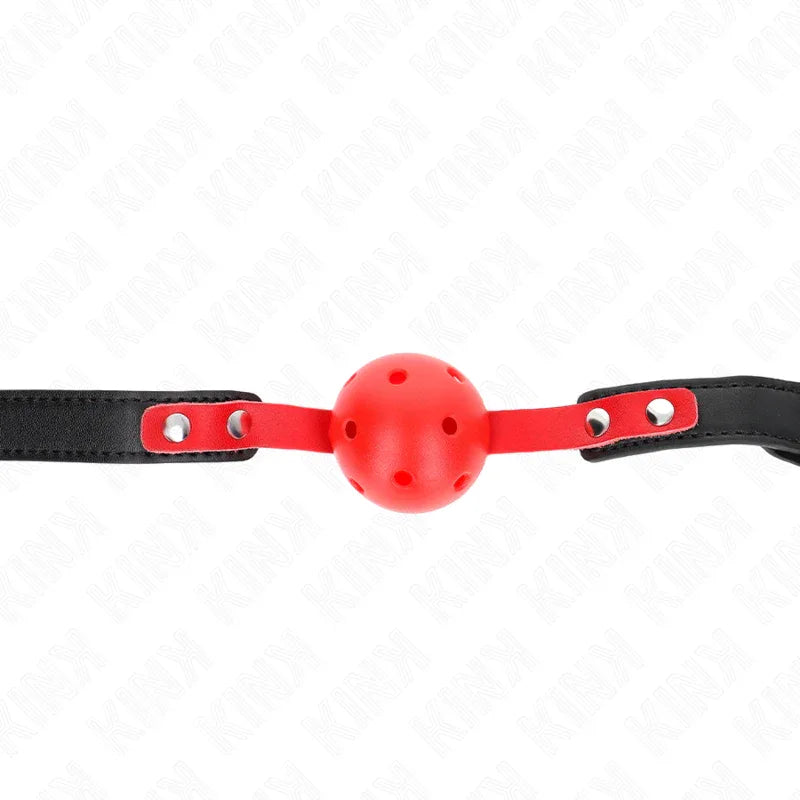 KINK - ROTER HOHLKUGEL, 4 CM, KNEBEL, SCHWARZER GURT 60 x 2 CM, VERSTELLBAR 37-52 CM - Vanelion Paradise