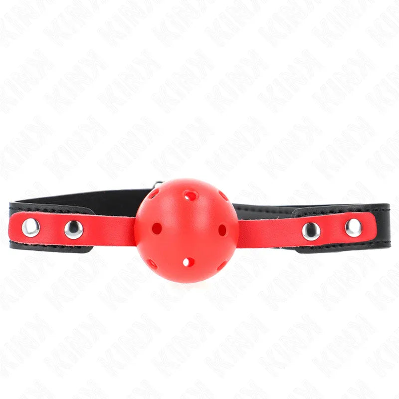 KINK - ROTER HOHLKUGEL, 4 CM, KNEBEL, SCHWARZER GURT 60 x 2 CM, VERSTELLBAR 37-52 CM - Vanelion Paradise