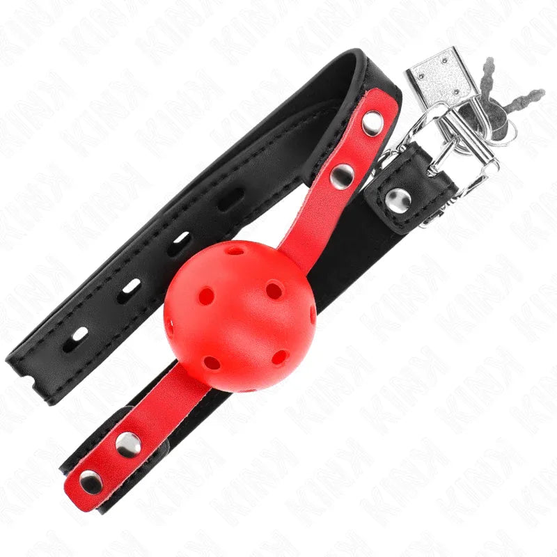 KINK - ROTER HOHLKUGEL, 4 CM, KNEBEL, SCHWARZER GURT 60 x 2 CM, VERSTELLBAR 37-52 CM - Vanelion Paradise