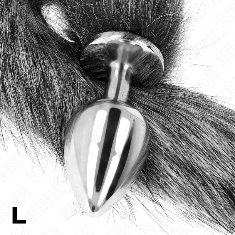 KINK - ANAL PLUG GRÖSSE L 10 X 4 CM MIT KUNSTSTOFFSCHWANZ 40 CM GRAU - Vanelion Paradise