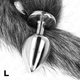 KINK - ANAL PLUG GRÖSSE L 10 X 4 CM MIT KUNSTSTOFFSCHWANZ 40 CM GRAU - Vanelion Paradise