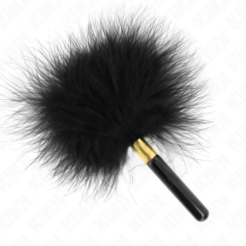 KINK - SCHWARZ-GOLD METALL KITZELFEDERN 18 CM - Vanelion Paradise