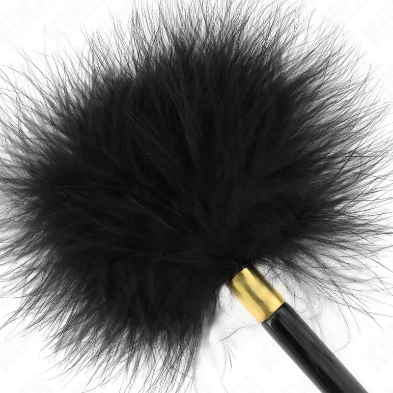 KINK - SCHWARZ-GOLD METALL KITZELFEDERN 18 CM - Vanelion Paradise