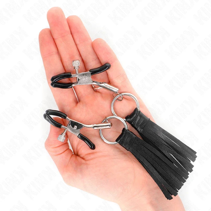KINK - KUNSTLEDER QUASTEN NIPPELKLEMMEN 6 CM - Vanelion Paradise